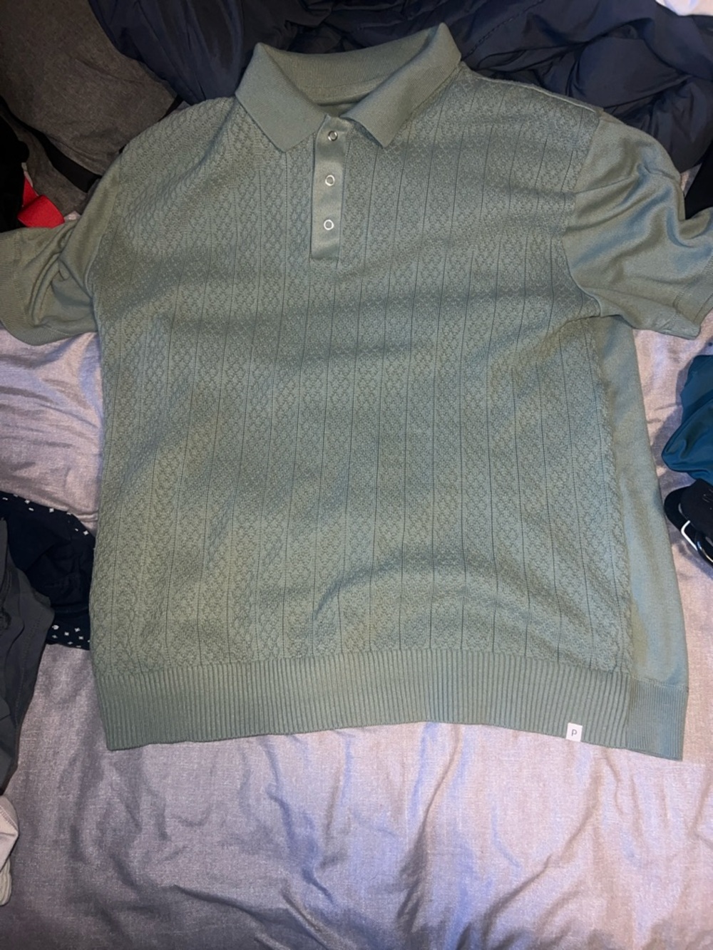 Men's Knit Polo Shirt in Sage Green